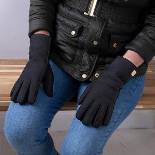 Ladies Charlotte Sheepskin Gloves Black Extra Image 3